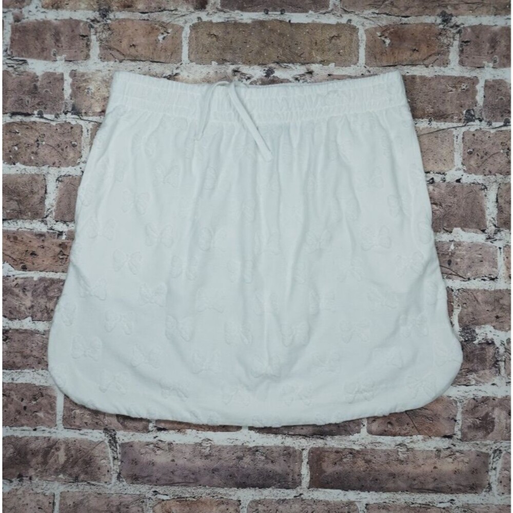 Disney Minnie Mouse White Mini Skirt Small S Textured Bow Pattern Elastic Waist